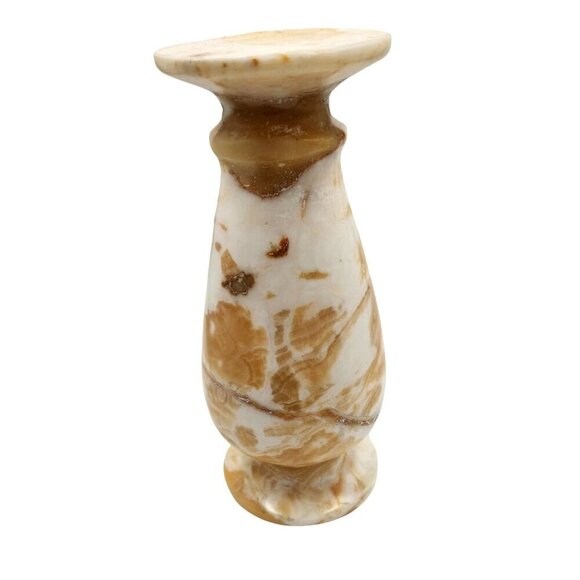Vintage Marbled Onyx Alabaster Stone Vase 7.25 inches tall x 3 inches wide - Picture 8 of 15